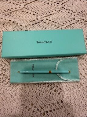 Tiffany & Co. Purse Pen Blue Gold Ballpoint Pen Black Ink